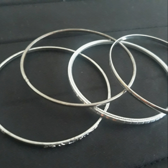 ATC Rhinestone Bike Chain Bracelet 7" + Silver Tone Bangle Bracelets - Picture 11 of 15